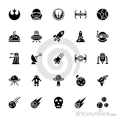 Star wars glyph icon pack Stock Photo