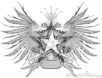 Star & wings emblem Stock Photo