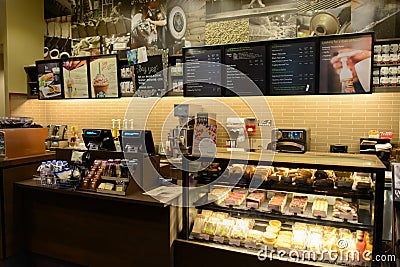 Starbucks Cafe interior Editorial Stock Photo