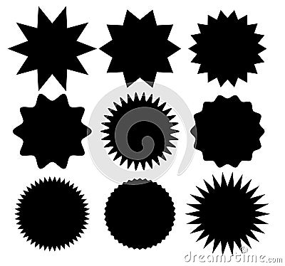 Starburst icons set, sunburst badges. Vector Illustration