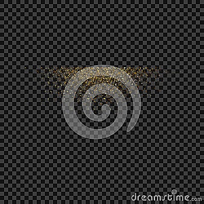 Stardust gold. Particles shimmer brilliance. Glowing stars. Decoration for new year Christmas holiday, confetti. Vector overlay. Vector Illustration