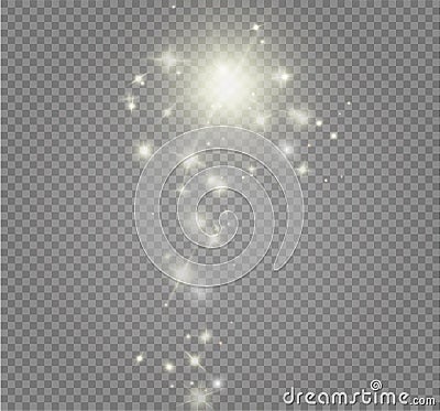 Stardust white glitter.Sparkle glowing stardust. Magic sparkling particles light effect. Vector Illustration