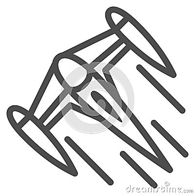 Starfighter N 1 line icon, star wars concept, imperial Naboo single pilot craft vector sign on white background, outline Vector Illustration