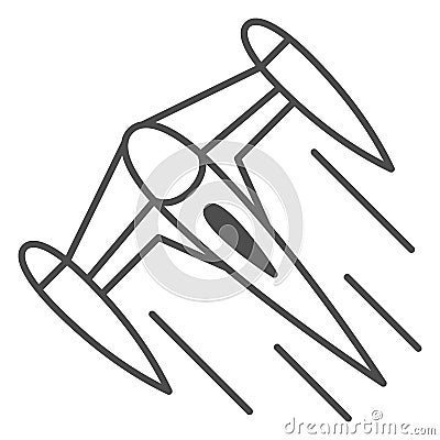 Starfighter N 1 thin line icon, star wars concept, imperial Naboo single pilot craft vector sign on white background Vector Illustration