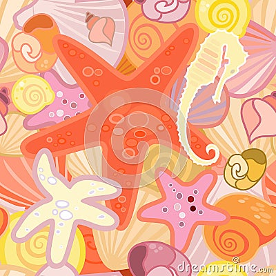 Starfish background in crustacean Vector Illustration