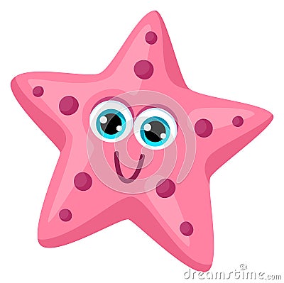 Starfish cartoon character. Ocean wildlife baby mascot Vector Illustration