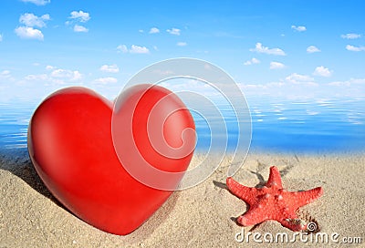 Starfish with heart Stock Photo