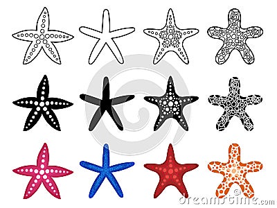 Starfish icon set Vector Illustration