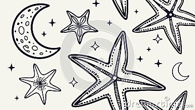 Starfish and seashell pattern, ocean theme and coastal design vector design Generative AI Vector Illustration