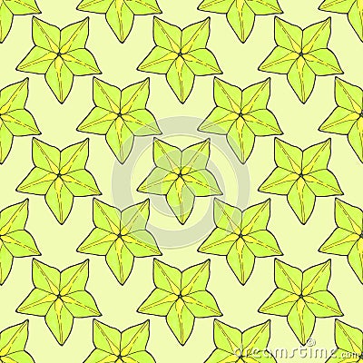 Starfruit or carambola. Seamless pattern with Stock Photo