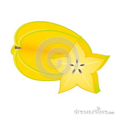 Starfruit isolated on white Vector Illustration