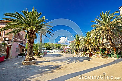 Stari grad on Hvar island palm waterfront Stock Photo