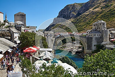 Stari Most Old Bridge of Mostar, Bosnia Editorial Stock Photo