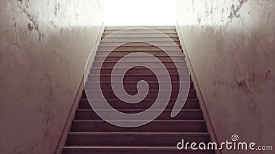 Staricase leading into the light. Stairway to heaven concept Stock Photo