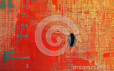 A stark minimalist depiction of a lone pixel bug disrupting the uniformity of a computer screen symbolizing a minor software bug Stock Photo