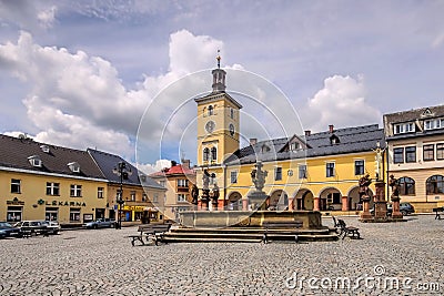 Starkenbach market square in Giant Mountains Editorial Stock Photo