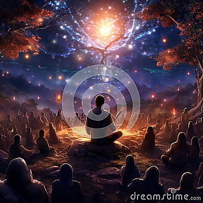 Starlight Serenade: Surrender to the Sounds of Nightfall Stock Photo