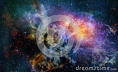 Starry deep outer space nebual and galaxy Stock Photo