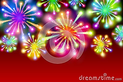 Starry fireworks background with place for text Vector Illustration