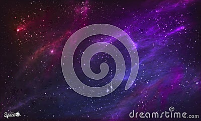 Starry Nebula. Colorful Outer Space background. Vector illustration. Vector Illustration