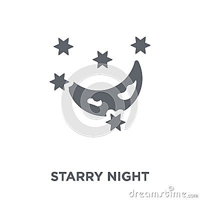 Starry night icon from Weather collection. Vector Illustration