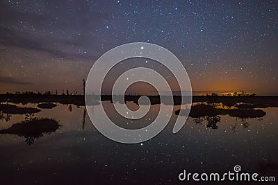 Starry night landscape Stock Photo