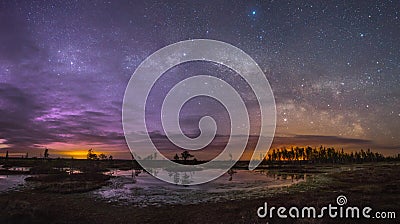 Starry night landscape Stock Photo