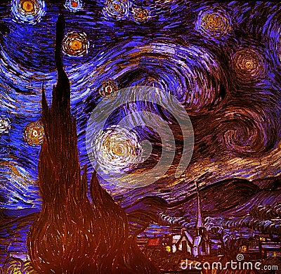 The Starry Night The Starry Night, oil on canvas by Vincent van Gogh, 1889 in the Museum of Modern Art, New York City. Editorial Stock Photo