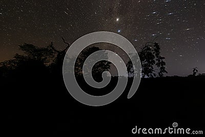 starry night sky angled astrophotography Stock Photo