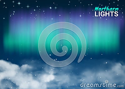 Starry Night Sky Aurora Beautiful Natural Effect for Design Vector Illustration