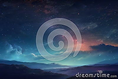 Starry Night Sky: A Beautiful Background of Celestial Majesty. Stock Photo