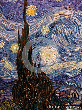 The starry night by Vincent Van Gogh at MOMA Editorial Stock Photo