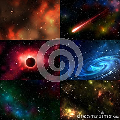 Starry outer galaxy cosmic space illustration universe background sky astronomy nebula cosmos night constellation vector Vector Illustration