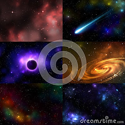 Starry outer galaxy cosmic space illustration universe background sky astronomy nebula cosmos night constellation vector Cartoon Illustration