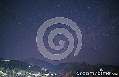 Starry sky above Himalayas mountains Editorial Stock Photo