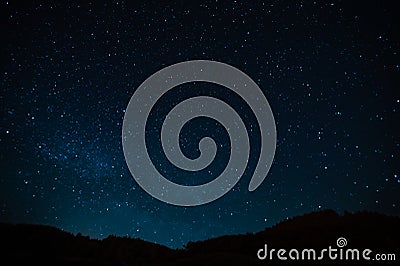 Starry sky on a background of a slope, night landscape. Astrology, horoscopes, astro screensaver, space Stock Photo