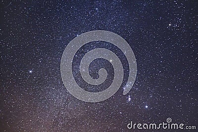 Starry sky background. Stars shining on night sky. Constellations and galaxies on the night starry Universe. Stock Photo