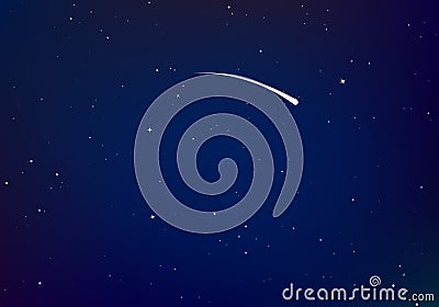 Starry sky with comet color background. Infinity of Universe. Dark night sky. Space with shiny stars. Vector Vector Illustration