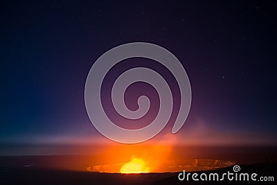 Stars appear above the Kilauea caldera in Hawaii Stock Photo