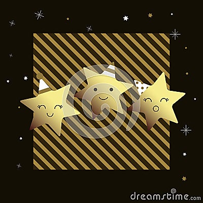 Stars. Cartoon illustration in Christmas styl. Vector Vector Illustration