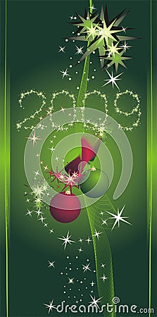 Stars and Christmas balls. Decorative banner Vector Illustration
