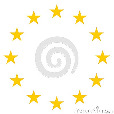 Stars In Circle Icon - Yellow Vector Illustration - Isolated On White Stock Photo