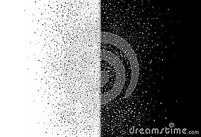 Stars dust scattered glitter in galaxy snow winter two tone abstract background in half vertical. Black and white distress Vector Illustration