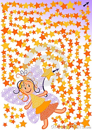 Stars fairy maze labirinth game Stock Photo