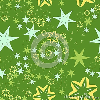 Stars and flowers on Retro stylized seamless warping paper pattern Vector Illustration