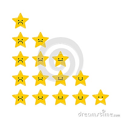 Stars are happy and sad. Star rating symbol Vector Illustration