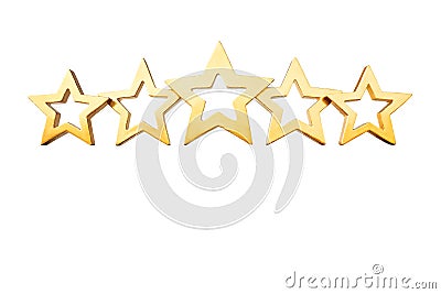 5 stars isolated gold white Stock Photo