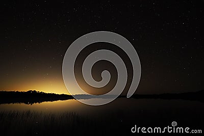 Stars and light pollution over Everglades National Park, Florida. Stock Photo