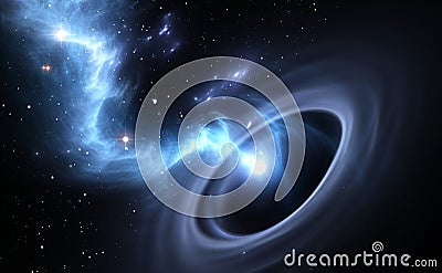 Stars and material falls into a black hole Stock Photo