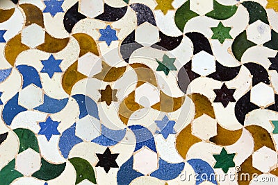 stars and moons. mosaic of the Alhambra, Granada Stock Photo